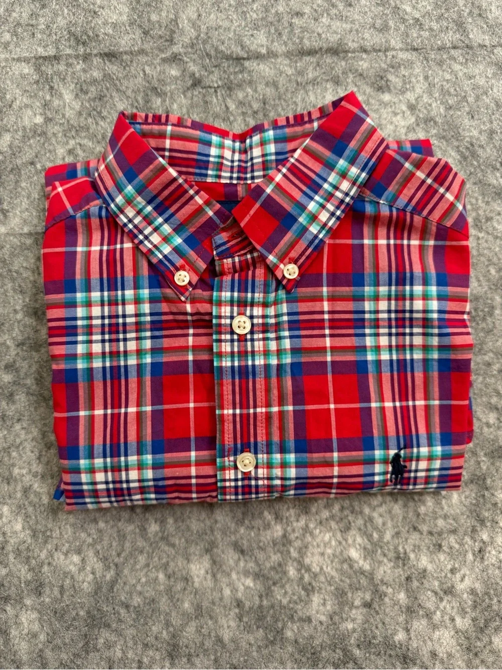 Ralph Lauren Red Plaid Short-Sleeve Button-Down Shirt